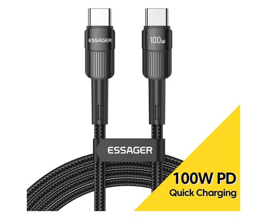 Дата кабель USB-C to USB-C 2.0m 100W black Essager (EXCTT1-XCA01) Дата кабель USB-C to USB-C 2.0m 100W black Essager (EXCTT1-XCA01)