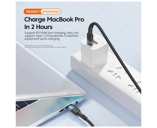 Дата кабель USB-C to USB-C 2.0m 100W blue Essager (EXCTT1-XCA03), изображение 7 Дата кабель USB-C to USB-C 2.0m 100W blue Essager (EXCTT1-XCA03), изображение 7