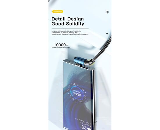 Дата кабель USB 2.0 AM to USB-C 1.0m 100W blue Essager (EXCWT7A-CG03-P), изображение 7 Дата кабель USB 2.0 AM to USB-C 1.0m 100W blue Essager (EXCWT7A-CG03-P), изображение 7