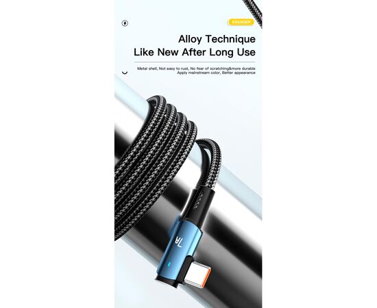 Дата кабель USB 2.0 AM to USB-C 3.0m 100W black Essager (EXCWT7A-CGC01-P), изображение 9 Дата кабель USB 2.0 AM to USB-C 3.0m 100W black Essager (EXCWT7A-CGC01-P), изображение 9