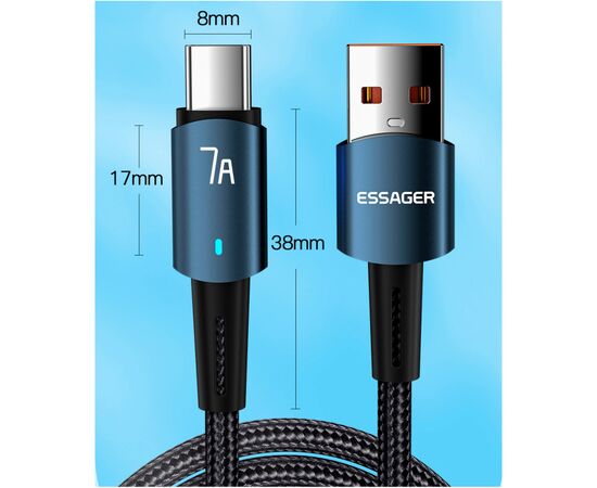 Дата кабель USB 2.0 AM to USB-C 1.0m 100W black Essager (EXC7A-CG01-P), изображение 10 Дата кабель USB 2.0 AM to USB-C 1.0m 100W black Essager (EXC7A-CG01-P), изображение 10