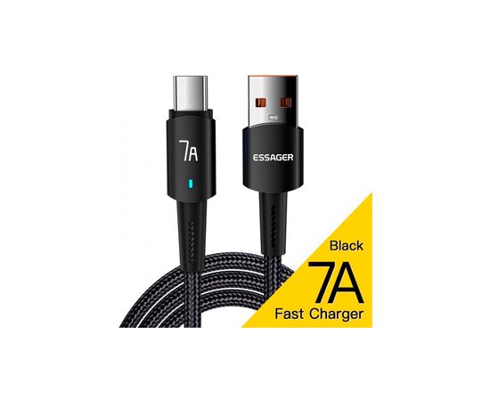 Дата кабель USB 2.0 AM to USB-C 1.0m 100W black Essager (EXC7A-CG01-P), изображение 2 Дата кабель USB 2.0 AM to USB-C 1.0m 100W black Essager (EXC7A-CG01-P), изображение 2