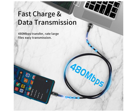 Дата кабель USB 2.0 AM to USB-C 1.0m 100W black Essager (EXC7A-CG01-P), изображение 4 Дата кабель USB 2.0 AM to USB-C 1.0m 100W black Essager (EXC7A-CG01-P), изображение 4