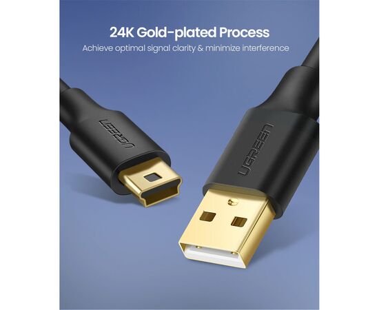 Дата кабель USB 2.0 AM to Mini 5P 1.5m US132 black Ugreen (10385), зображення 3 Дата кабель USB 2.0 AM to Mini 5P 1.5m US132 black Ugreen (10385), зображення 3