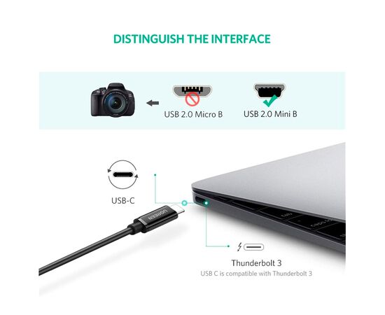 Дата кабель USB-C 2.0 AM to Mini 5P 1.0m US242 black Ugreen (50445), зображення 4 Дата кабель USB-C 2.0 AM to Mini 5P 1.0m US242 black Ugreen (50445), зображення 4