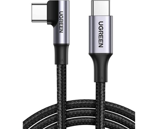 Дата кабель USB-C 2.0 to USB-C 1.0m 90° corner US334 black Ugreen (70643), изображение 2 Дата кабель USB-C 2.0 to USB-C 1.0m 90° corner US334 black Ugreen (70643), изображение 2