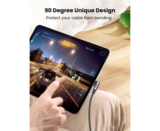 Дата кабель USB-C 2.0 to USB-C 1.0m 90° corner US334 black Ugreen (70643), изображение 7 Дата кабель USB-C 2.0 to USB-C 1.0m 90° corner US334 black Ugreen (70643), изображение 7