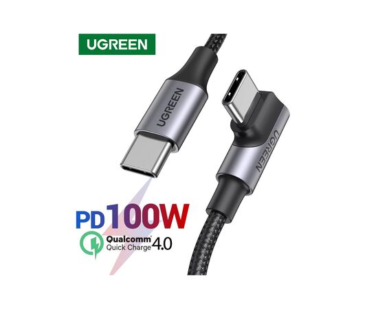 Дата кабель USB-C 2.0 to USB-C 1.0m 90° corner US334 black Ugreen (70643), изображение 8 Дата кабель USB-C 2.0 to USB-C 1.0m 90° corner US334 black Ugreen (70643), изображение 8
