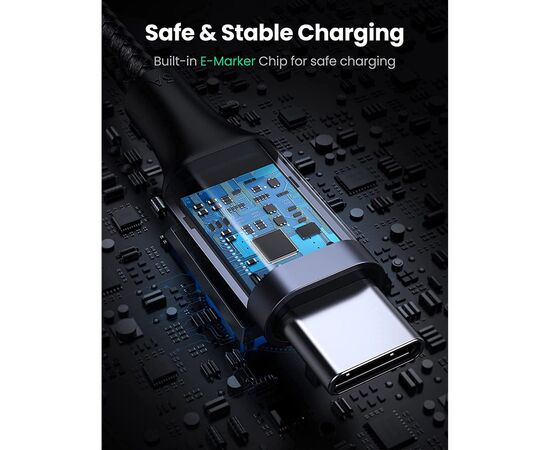 Дата кабель USB-C 2.0 to USB-C 1.0m 90° corner US334 black Ugreen (70643), изображение 9 Дата кабель USB-C 2.0 to USB-C 1.0m 90° corner US334 black Ugreen (70643), изображение 9