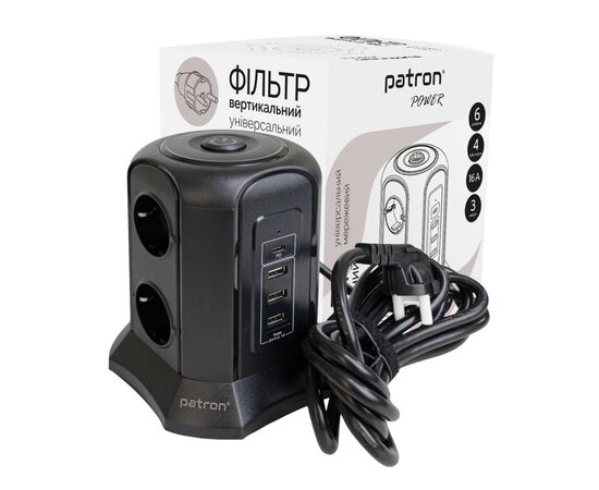 Сетевой фильтр питания Patron SP-1663-USBT (EXT-PN-SP-1663-USBT), изображение 2 Сетевой фильтр питания Patron SP-1663-USBT (EXT-PN-SP-1663-USBT), изображение 2
