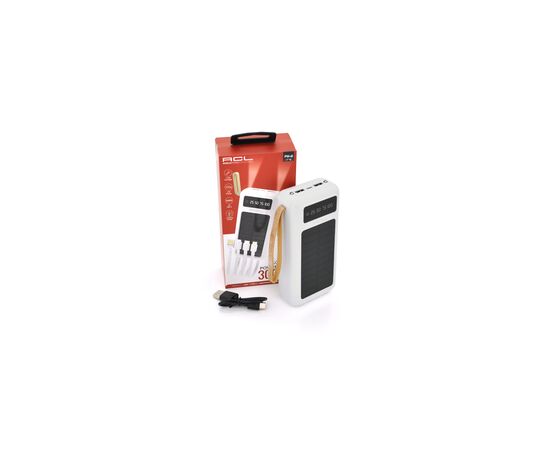 Батарея универсальная ACL 30000mAh, SOLAR, Type-C/Lighting/Micro/USB, White (PW-61), изображение 3 Батарея универсальная ACL 30000mAh, SOLAR, Type-C/Lighting/Micro/USB, White (PW-61), изображение 3