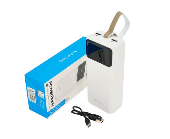 Батарея универсальная ACL 30000mAh, TypeC + Micro, White (PW-88W), изображение 3 Батарея универсальная ACL 30000mAh, TypeC + Micro, White (PW-88W), изображение 3