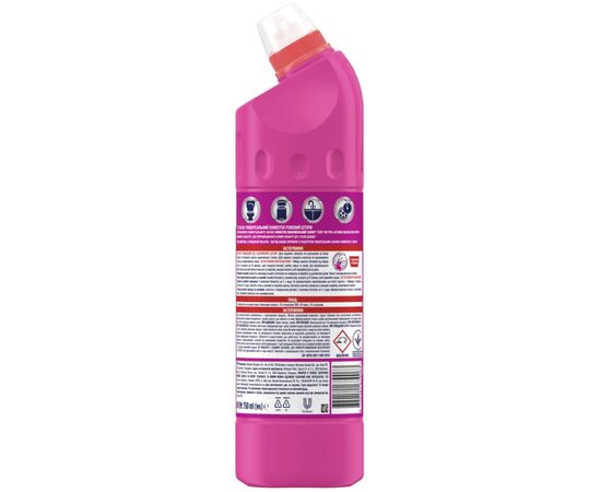 Жидкость для чистки ванн Domestos Максимальная Защита Розовый шторм 750 мл (8720181679063), изображение 2 Жидкость для чистки ванн Domestos Максимальная Защита Розовый шторм 750 мл (8720181679063), изображение 2