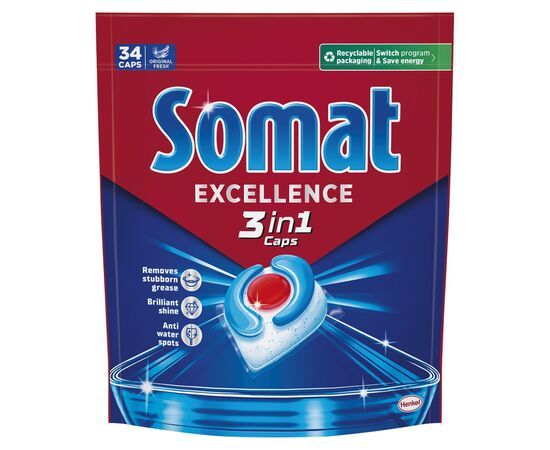 Таблетки для посудомийних машин Somat Excellence 3-in-1 34 шт. (9000101831986) Таблетки для посудомийних машин Somat Excellence 3-in-1 34 шт. (9000101831986)
