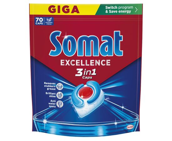 Таблетки для посудомийних машин Somat Excellence 3-in-1 70 шт. (9000101832044) Таблетки для посудомийних машин Somat Excellence 3-in-1 70 шт. (9000101832044)