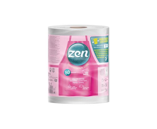 Бумажные полотенца Zen Professional Care 3 слоя 615 отрывов 80 м 1 рулон (5944582100305)
