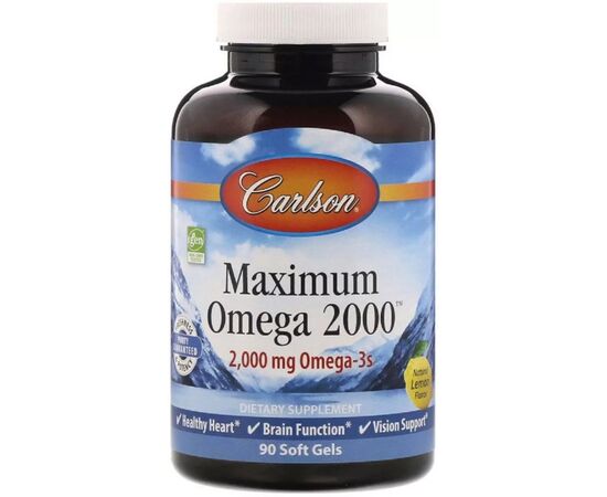 Вітамінно-мінеральний комплекс Carlson Омега-3, 2000 мг, смак лимона, Maximum Omega 2000, Natural Lemon Flavor, 90 (CAR-17210) Вітамінно-мінеральний комплекс Carlson Омега-3, 2000 мг, смак лимона, Maximum Omega 2000, Natural Lemon Flavor, 90 (CAR-17210)