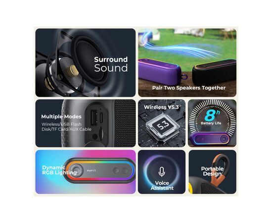 Акустическая система Havit HV-SK810BT RGB Black (HV-SK810BT), изображение 5 Акустическая система Havit HV-SK810BT RGB Black (HV-SK810BT), изображение 5