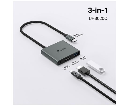 Концентратор TP-Link USB-C 3-in-1 1xUSB 3.0 + 1xUSB-C PD 100W + 1xHDMI (UH3020C), изображение 10 Концентратор TP-Link USB-C 3-in-1 1xUSB 3.0 + 1xUSB-C PD 100W + 1xHDMI (UH3020C), изображение 10
