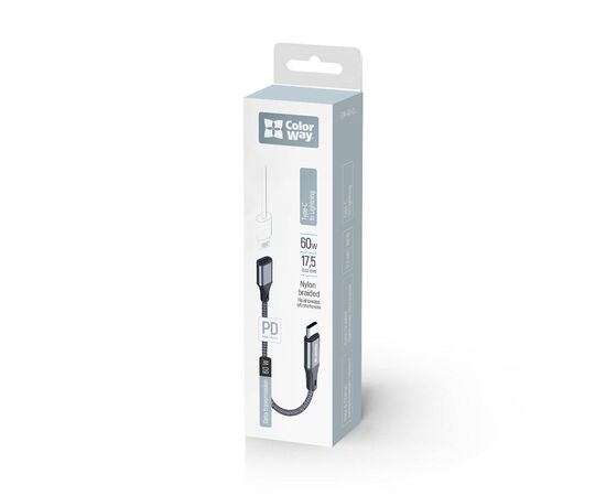 Переходник USB-C M to Lightning F 0.17m gray ColorWay (CW-AD-CL), изображение 11 Переходник USB-C M to Lightning F 0.17m gray ColorWay (CW-AD-CL), изображение 11