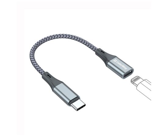 Переходник USB-C M to Lightning F 0.17m gray ColorWay (CW-AD-CL), изображение 4 Переходник USB-C M to Lightning F 0.17m gray ColorWay (CW-AD-CL), изображение 4