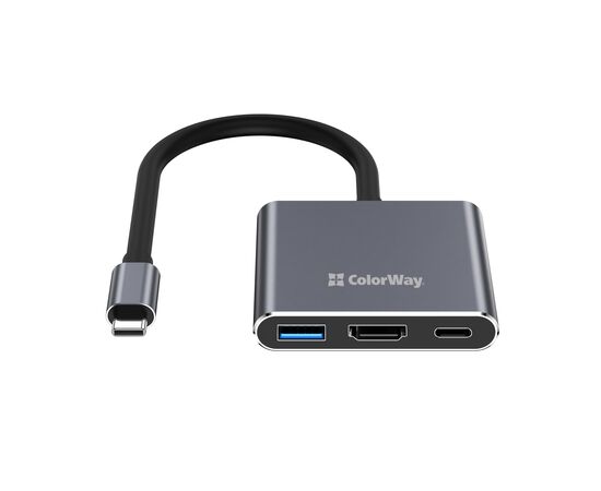 Концентратор ColorWay USB-C 3-in-1 USB 3.0 + HDMI 4K + USB-C PD100W (CW-HUB08), изображение 3 Концентратор ColorWay USB-C 3-in-1 USB 3.0 + HDMI 4K + USB-C PD100W (CW-HUB08), изображение 3