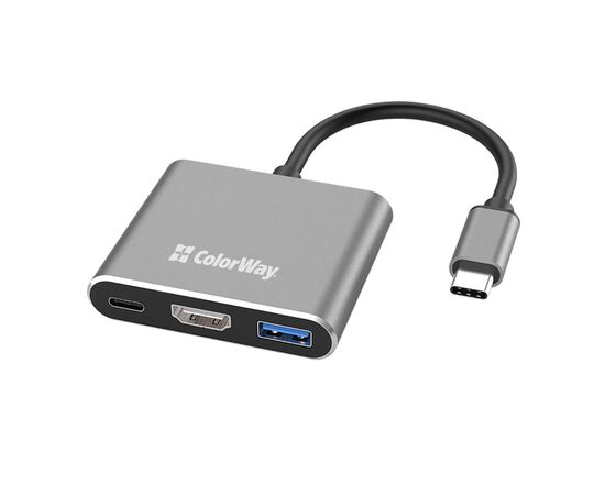 Концентратор ColorWay USB-C 3-in-1 USB 3.0 + HDMI 4K + USB-C PD100W (CW-HUB08), изображение 4 Концентратор ColorWay USB-C 3-in-1 USB 3.0 + HDMI 4K + USB-C PD100W (CW-HUB08), изображение 4
