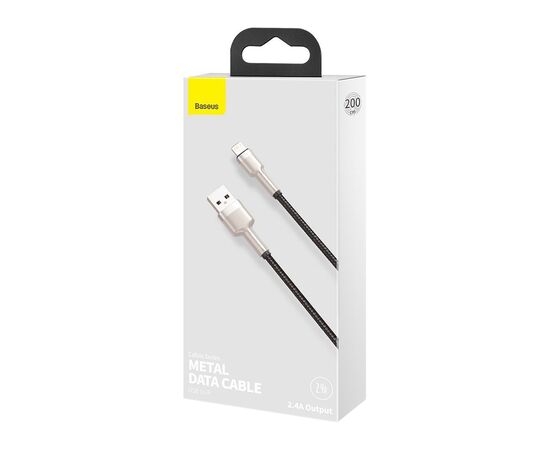 Дата кабель USB 2.0 AM to Lightning 2.0m 2.4A metal black Baseus (CALJK-B01), изображение 4 Дата кабель USB 2.0 AM to Lightning 2.0m 2.4A metal black Baseus (CALJK-B01), изображение 4