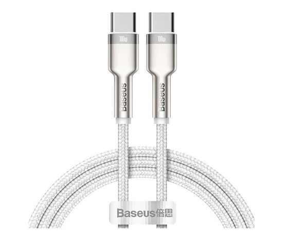 Дата кабель USB-C to USB-C 1.0m 100W metal white Baseus (CATJK-C02) Дата кабель USB-C to USB-C 1.0m 100W metal white Baseus (CATJK-C02)