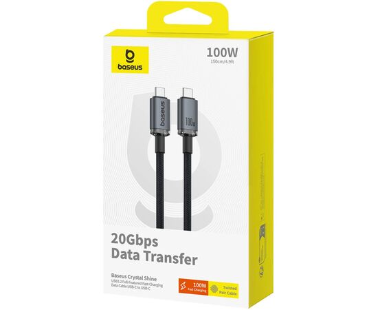 Дата кабель USB-C to USB-C 1.5m 100W USB3.2 20Gb black Baseus (P10318204111-00), изображение 7