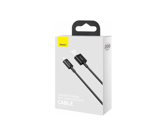 Дата кабель USB 2.0 AM to Lightning 2.0m 2.4A black Baseus (CALYS-C01), зображення 3 Дата кабель USB 2.0 AM to Lightning 2.0m 2.4A black Baseus (CALYS-C01), зображення 3