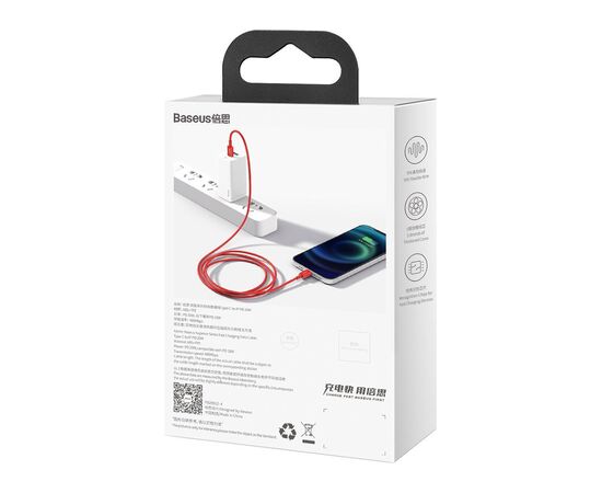 Дата кабель USB-C to Lightning 1.0m 20W red Baseus (CATLYS-A09), зображення 6 Дата кабель USB-C to Lightning 1.0m 20W red Baseus (CATLYS-A09), зображення 6
