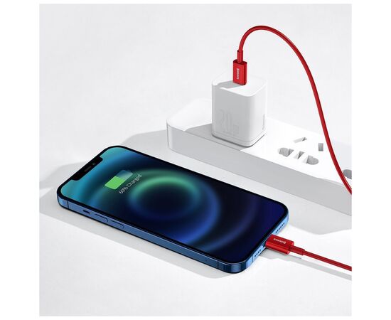 Дата кабель USB-C to Lightning 1.0m 20W red Baseus (CATLYS-A09), зображення 7 Дата кабель USB-C to Lightning 1.0m 20W red Baseus (CATLYS-A09), зображення 7
