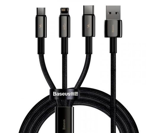 Дата кабель USB 2.0 AM to Lightning + Micro 5P + Type-C 1.5m 3.5A black Baseus (CAMLTWJ-01)