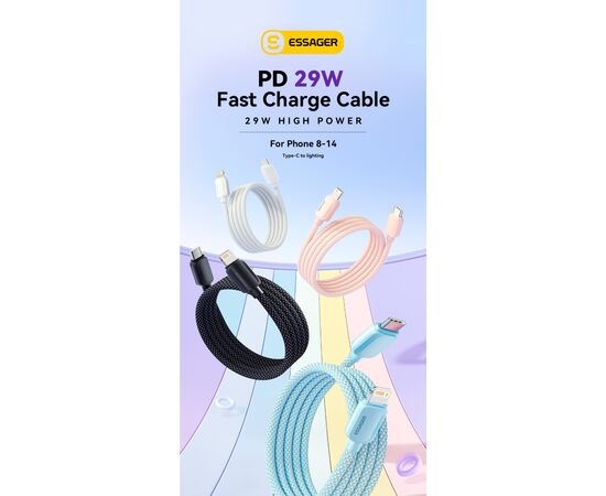 Дата кабель USB-C to Lightning 2.0m 20W white Essager (EXCTL-WLA02-P), изображение 2 Дата кабель USB-C to Lightning 2.0m 20W white Essager (EXCTL-WLA02-P), изображение 2