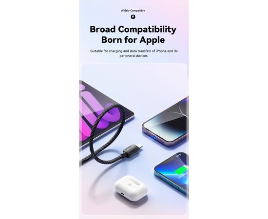 Дата кабель USB-C to Lightning 2.0m 20W white Essager (EXCTL-WLA02-P), изображение 7 Дата кабель USB-C to Lightning 2.0m 20W white Essager (EXCTL-WLA02-P), изображение 7