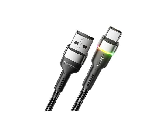 Дата кабель USB 2.0 AM to USB-C 0.5m 3A LED black Essager (EXCT-XCDB01), изображение 2 Дата кабель USB 2.0 AM to USB-C 0.5m 3A LED black Essager (EXCT-XCDB01), изображение 2