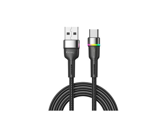 Дата кабель USB 2.0 AM to USB-C 1.0m 3A LED black Essager (EXCT-XCD01) Дата кабель USB 2.0 AM to USB-C 1.0m 3A LED black Essager (EXCT-XCD01)