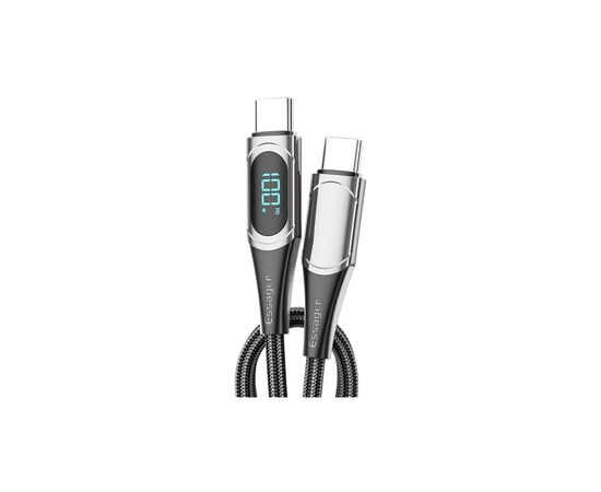 Дата кабель USB-C to USB-C 2.0m 100W Digital Display black Essager (ES-XCTT1-YDA01), изображение 3 Дата кабель USB-C to USB-C 2.0m 100W Digital Display black Essager (ES-XCTT1-YDA01), изображение 3