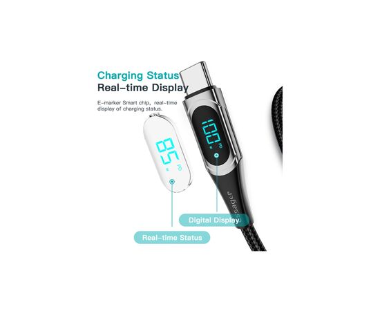 Дата кабель USB-C to USB-C 2.0m 100W Digital Display black Essager (ES-XCTT1-YDA01), изображение 7 Дата кабель USB-C to USB-C 2.0m 100W Digital Display black Essager (ES-XCTT1-YDA01), изображение 7