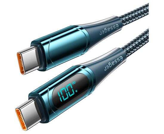 Дата кабель USB-C to USB-C 2.0m 100W Digital Display blue Essager (ES-XCTT1-YDA03), изображение 2 Дата кабель USB-C to USB-C 2.0m 100W Digital Display blue Essager (ES-XCTT1-YDA03), изображение 2