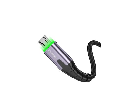 Дата кабель USB 2.0 AM to Micro 5P 2.0m 2.4A LED black Essager (EXCM-XGA0G), изображение 2 Дата кабель USB 2.0 AM to Micro 5P 2.0m 2.4A LED black Essager (EXCM-XGA0G), изображение 2