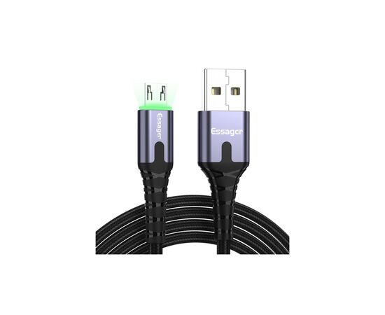 Дата кабель USB 2.0 AM to Micro 5P 2.0m 2.4A LED black Essager (EXCM-XGA0G) Дата кабель USB 2.0 AM to Micro 5P 2.0m 2.4A LED black Essager (EXCM-XGA0G)