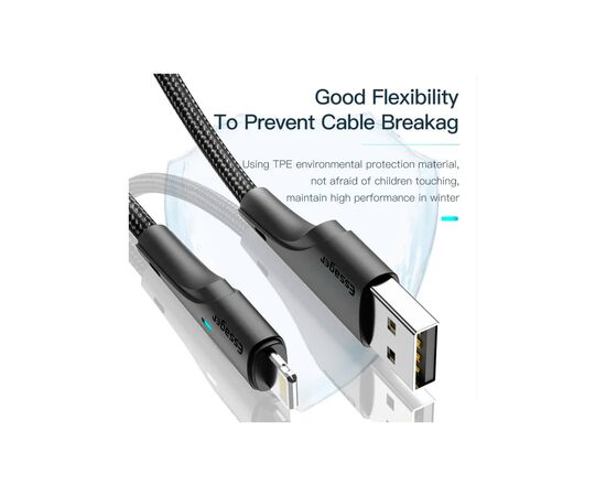 Дата кабель USB 2.0 AM to Lightning 1.0m 2.4A black Essager (EXCL-LS01), изображение 6 Дата кабель USB 2.0 AM to Lightning 1.0m 2.4A black Essager (EXCL-LS01), изображение 6