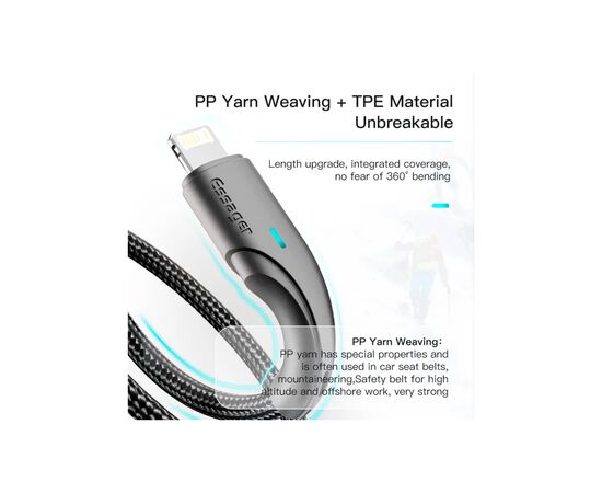 Дата кабель USB 2.0 AM to Lightning 1.0m 2.4A black Essager (EXCL-LS01), изображение 7 Дата кабель USB 2.0 AM to Lightning 1.0m 2.4A black Essager (EXCL-LS01), изображение 7