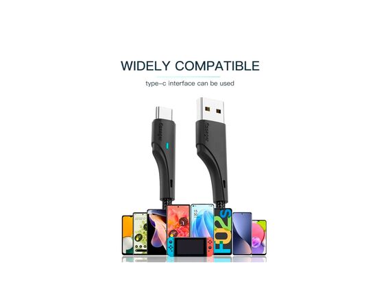 Дата кабель USB 2.0 AM to USB-C 3.0m black Essager (EXCT-LSC01), изображение 9 Дата кабель USB 2.0 AM to USB-C 3.0m black Essager (EXCT-LSC01), изображение 9