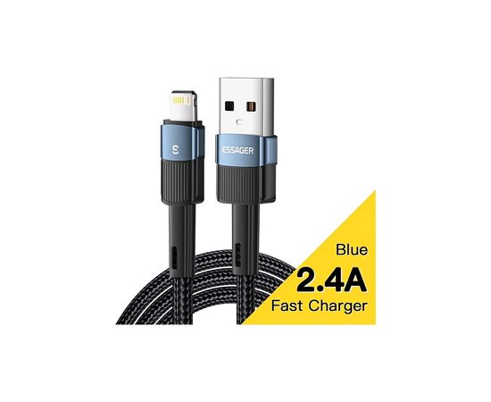 Дата кабель USB 2.0 AM to Lightning 2.0m 2.4A blue Essager (EXCL-XCA03)