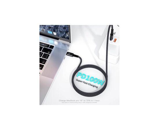 Дата кабель USB-C to USB-C 1.0m 100W black Essager (EXCTT1-CG01), изображение 3 Дата кабель USB-C to USB-C 1.0m 100W black Essager (EXCTT1-CG01), изображение 3