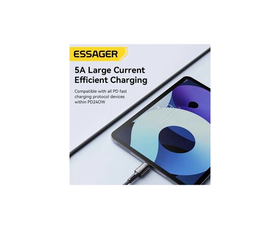 Дата кабель USB-C to USB-C 2.0m 240W Essager (EXCTT3-CGA0G-P), изображение 6 Дата кабель USB-C to USB-C 2.0m 240W Essager (EXCTT3-CGA0G-P), изображение 6