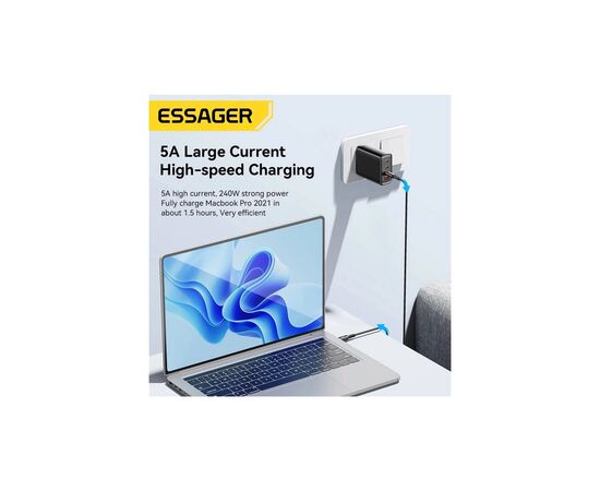 Дата кабель USB-C to USB-C 2.0m 240W Essager (EXCTT3-CGA0G-P), изображение 7 Дата кабель USB-C to USB-C 2.0m 240W Essager (EXCTT3-CGA0G-P), изображение 7
